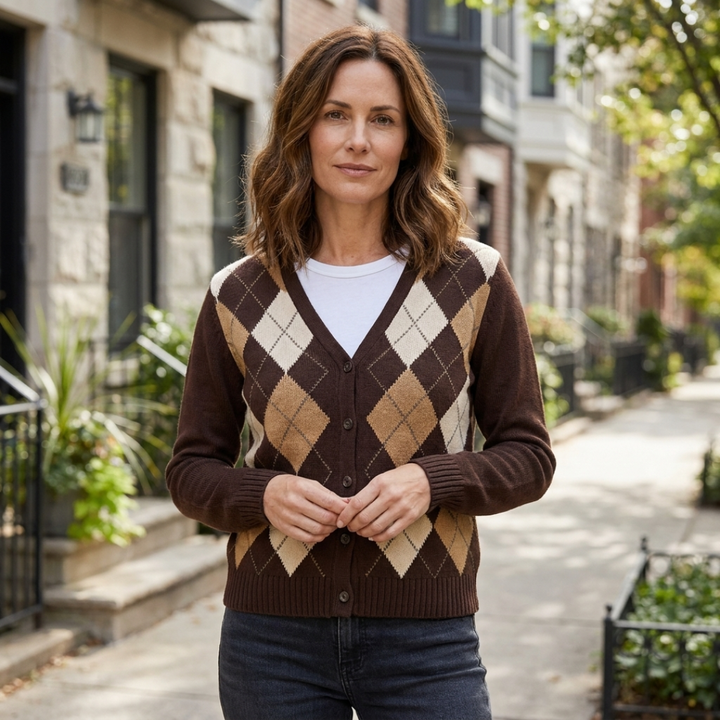 Argyle V-Neck Cardigan