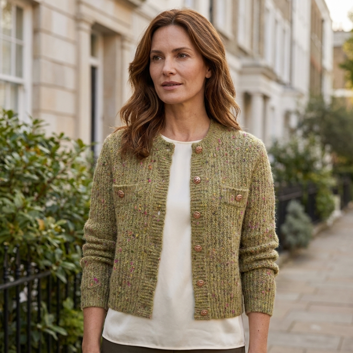 Button-Front Cardigan with Chest Pockets