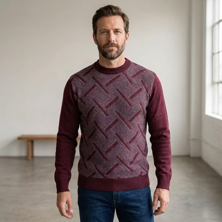 Geometric Pattern Crew Neck Sweater