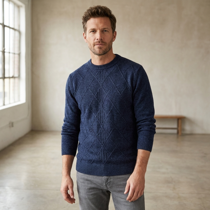 Diamond Pattern Crew Neck Sweater