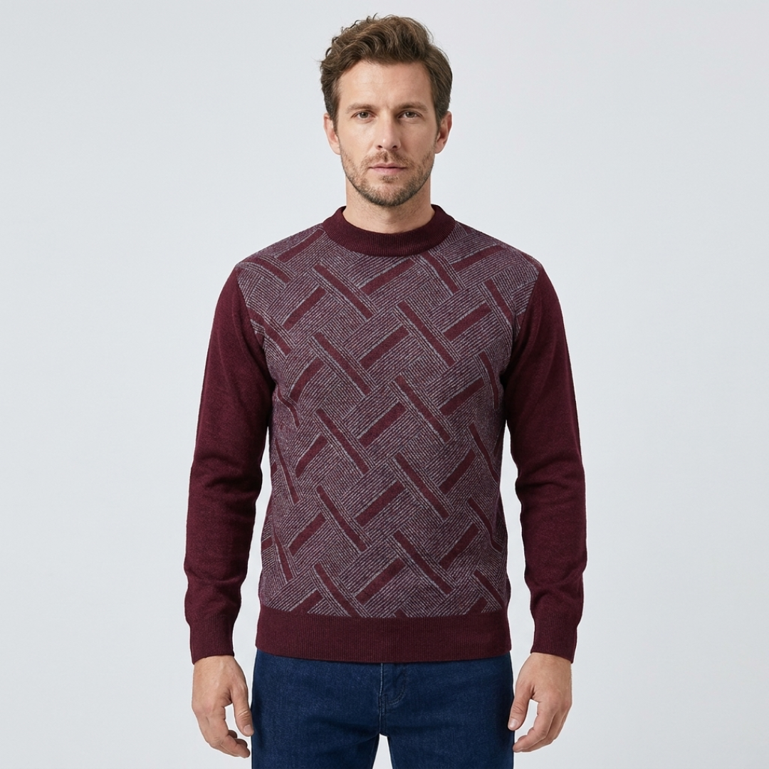 Geometric Pattern Crew Neck Sweater