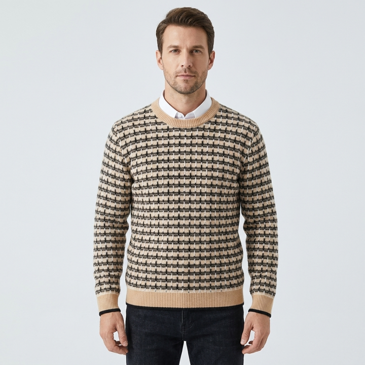 Checked Crew Neck Sweater