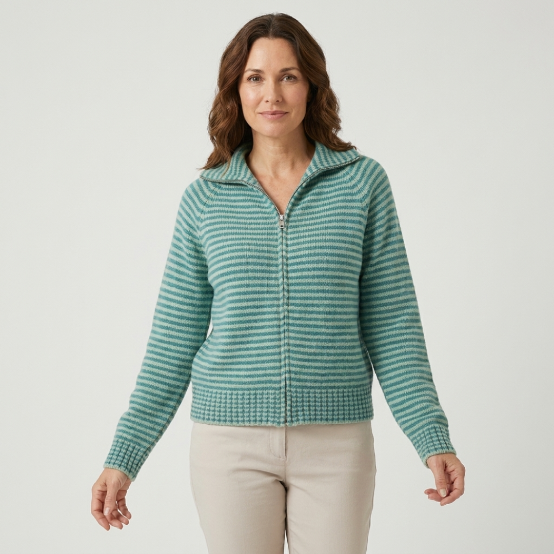 Striped Zip-Up Cardigan