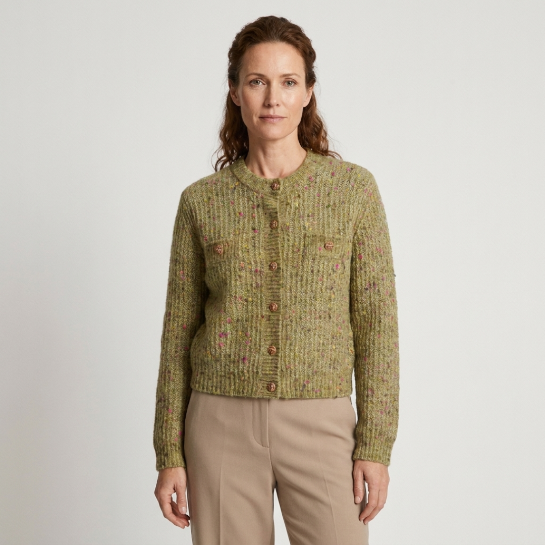Button-Front Cardigan with Chest Pockets