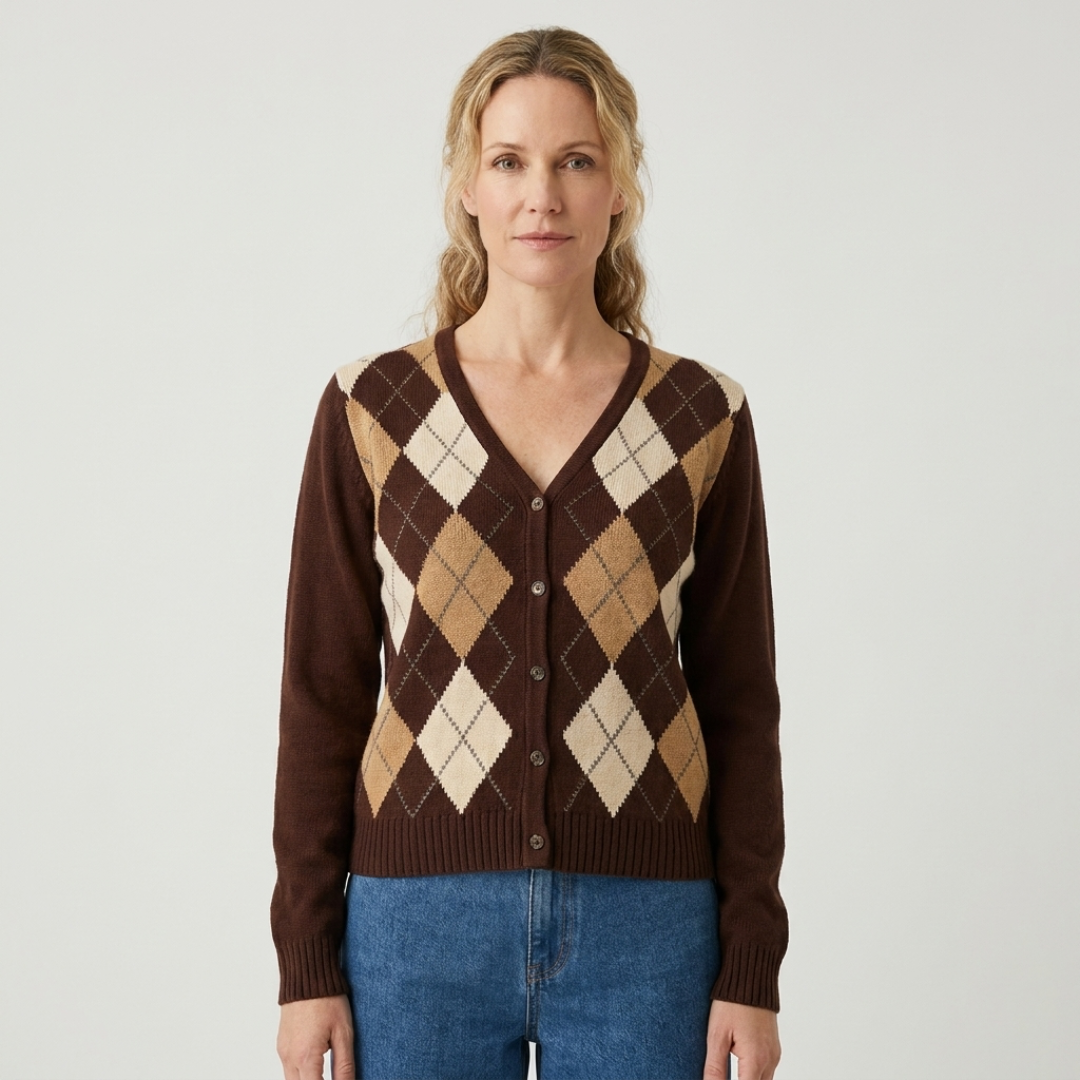 Argyle V-Neck Cardigan