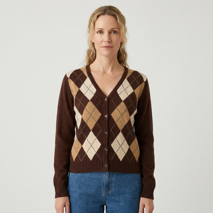 Argyle V-Neck Cardigan