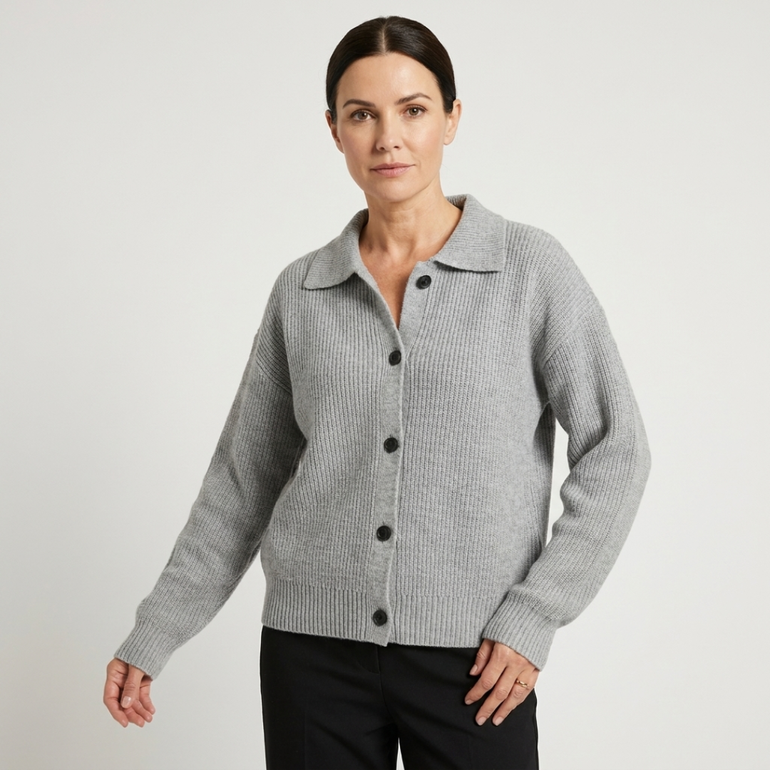 Collared Ribbed Cardigan