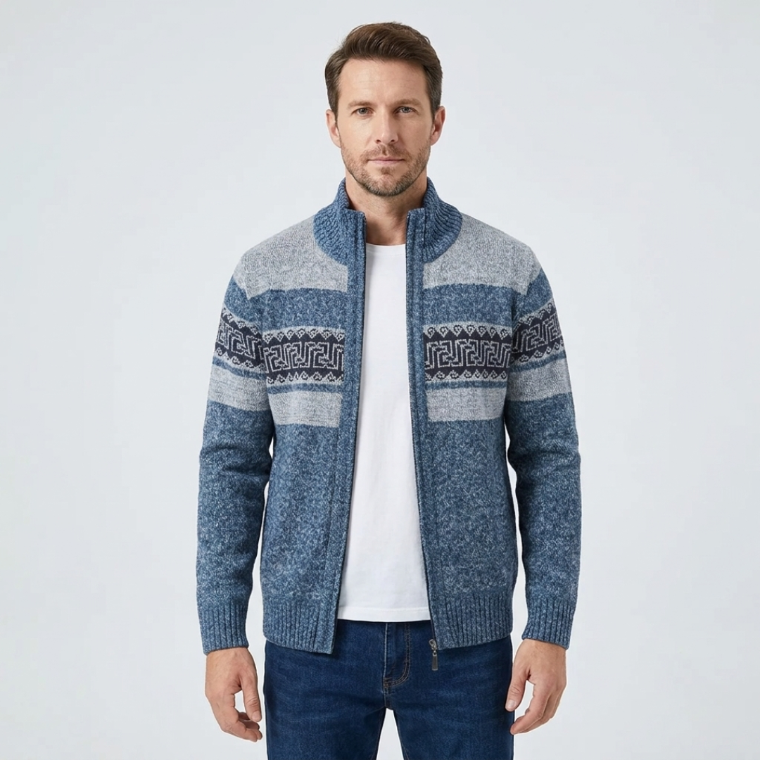 Patterned Zip-Up Cardigan