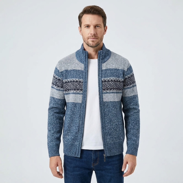 Patterned Zip-Up Cardigan