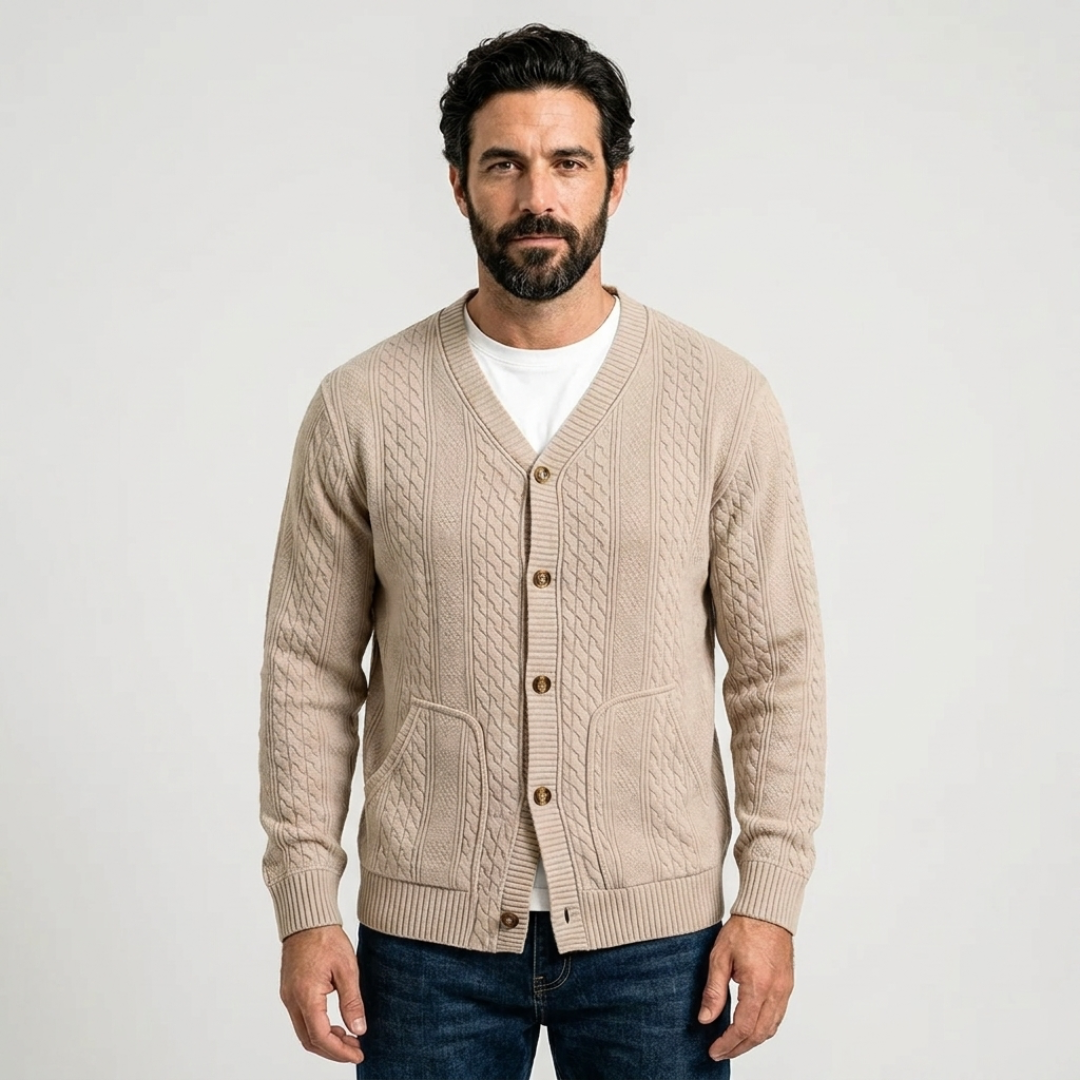 Cable Knit Button-Front Cardigan