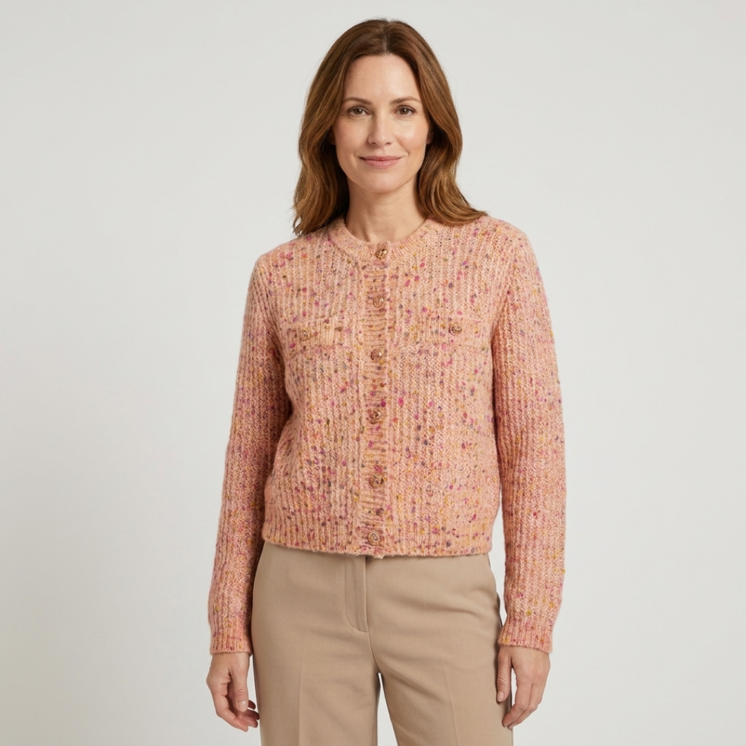 Button-Front Cardigan with Chest Pockets