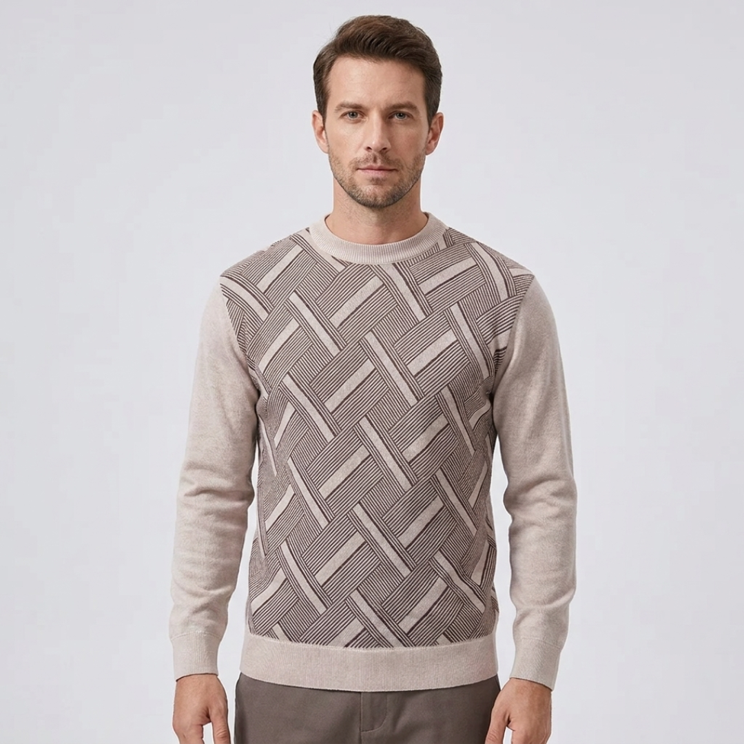Geometric Pattern Crew Neck Sweater