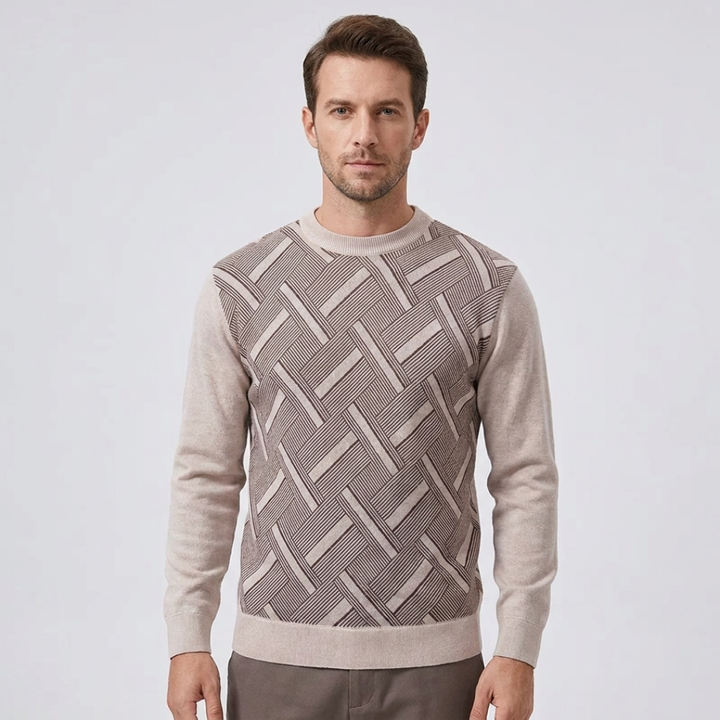 Geometric Pattern Crew Neck Sweater