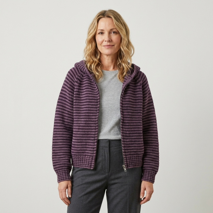 Striped Zip-Up Cardigan