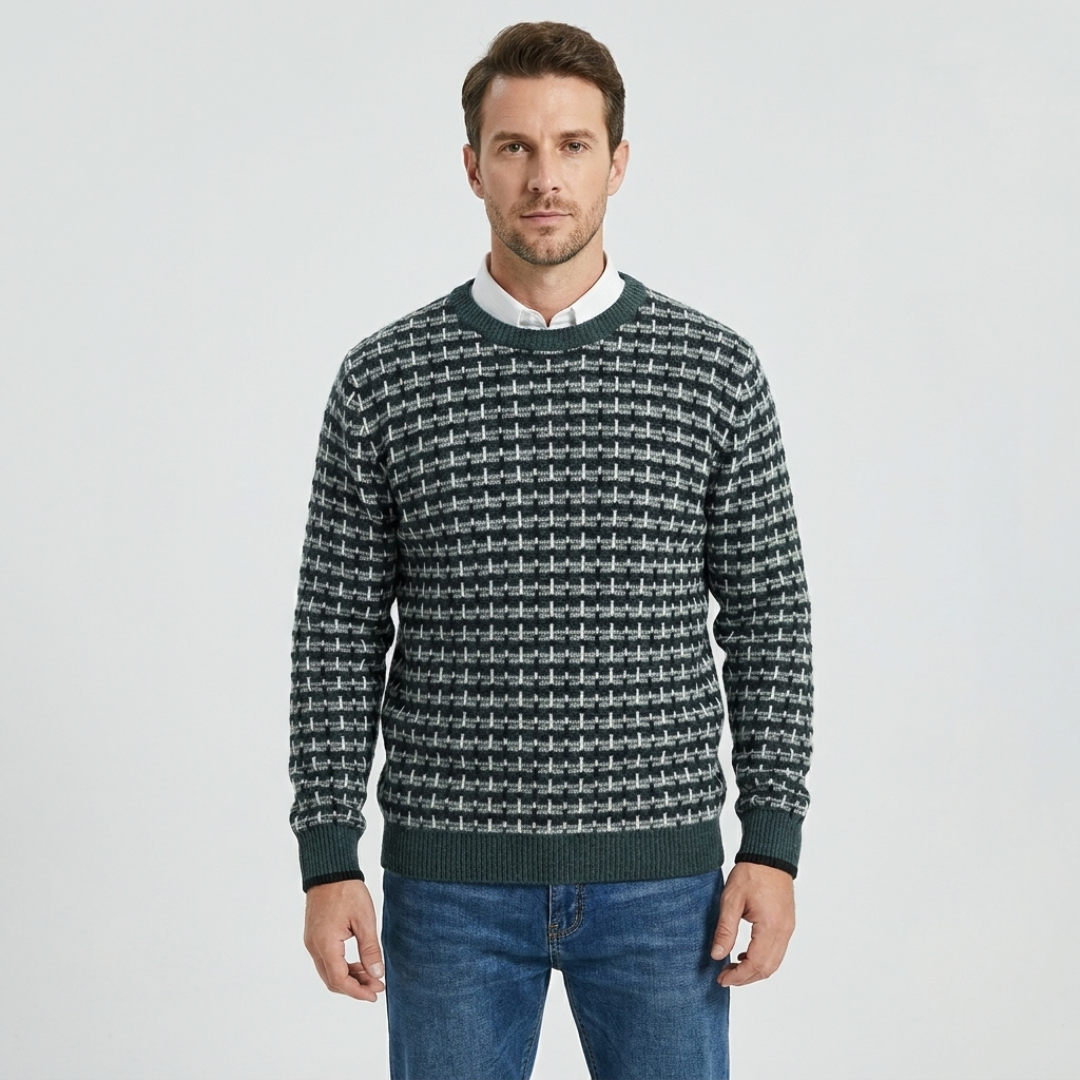 Checked Crew Neck Sweater