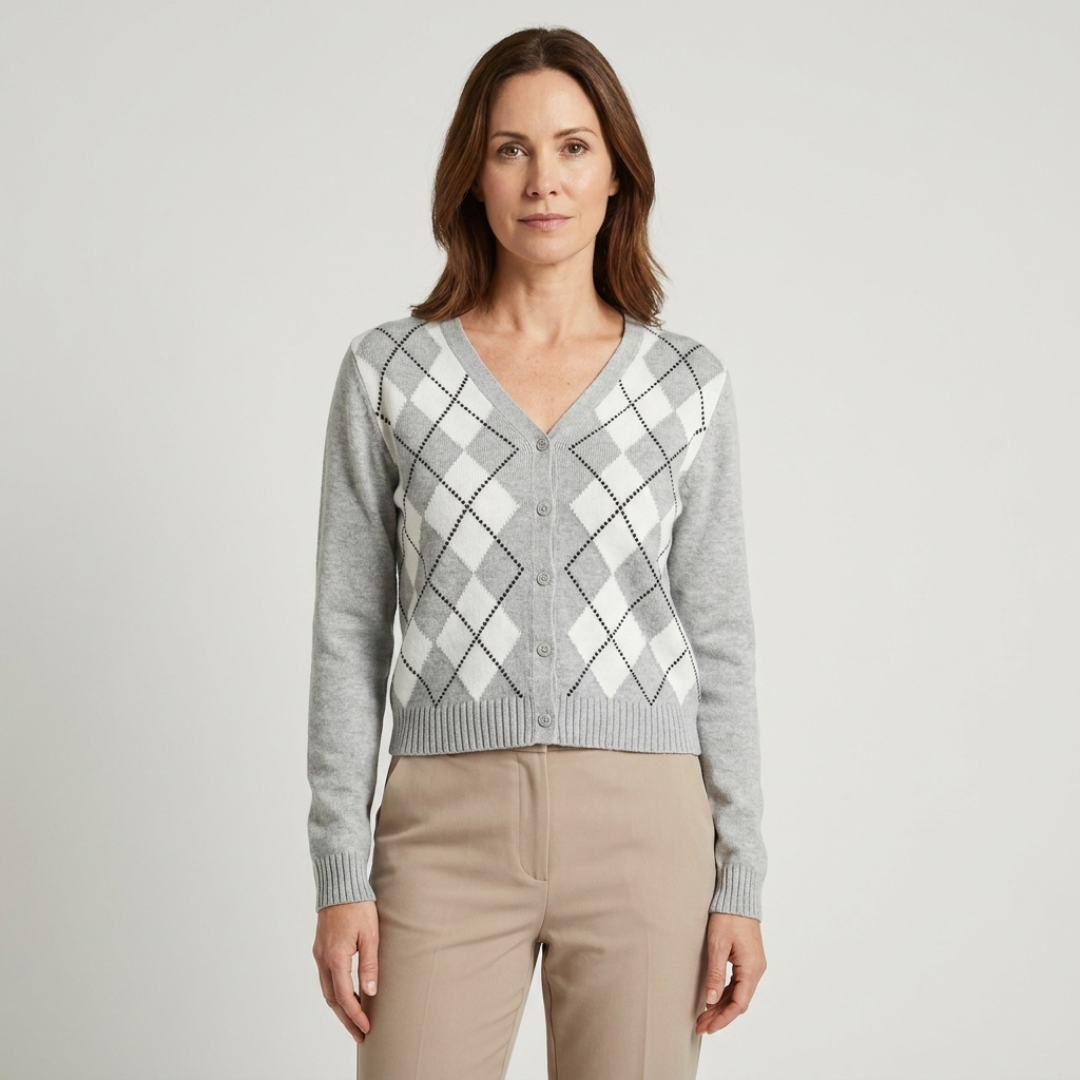 Argyle V-Neck Cardigan