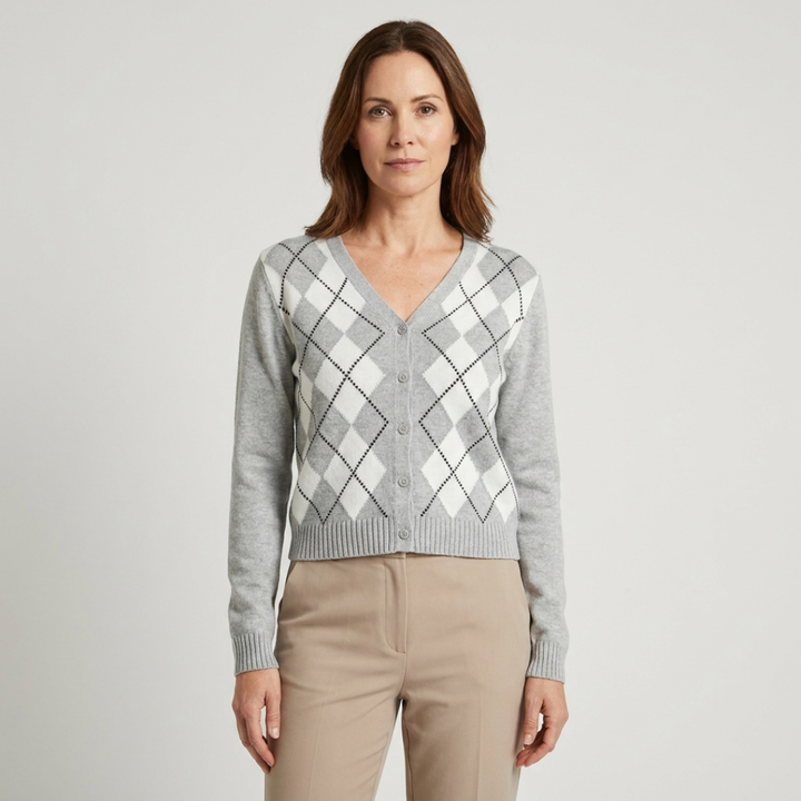 Argyle V-Neck Cardigan