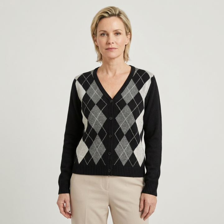 Argyle V-Neck Cardigan