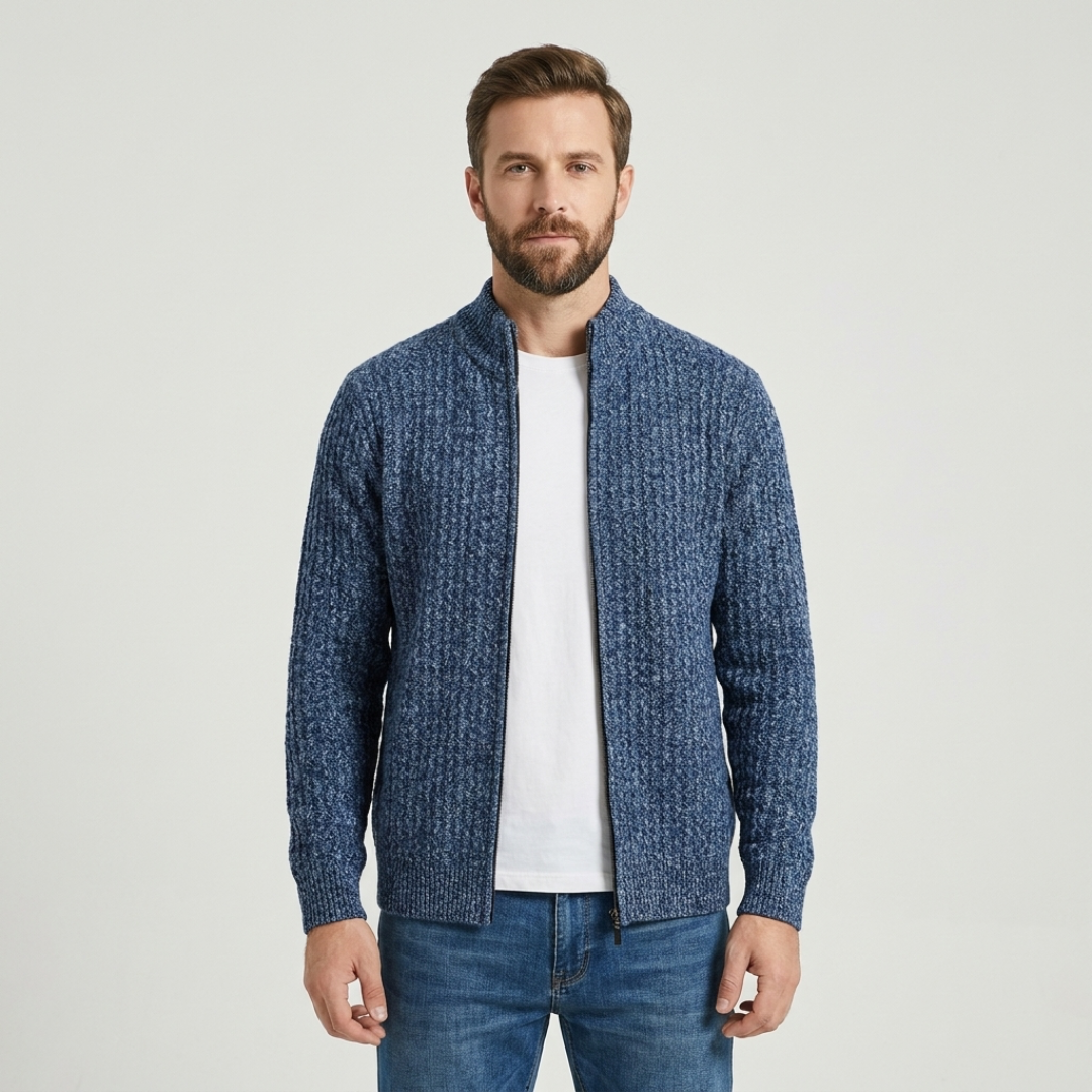 Textured Zip-Up Cardigan