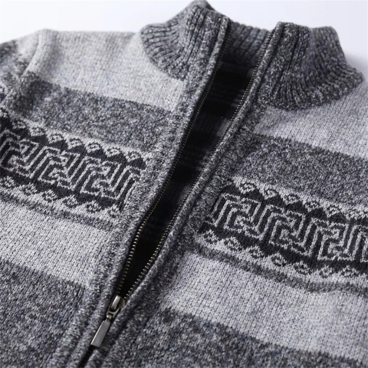 Patterned Zip-Up Cardigan