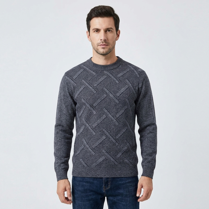 Geometric Pattern Crew Neck Sweater
