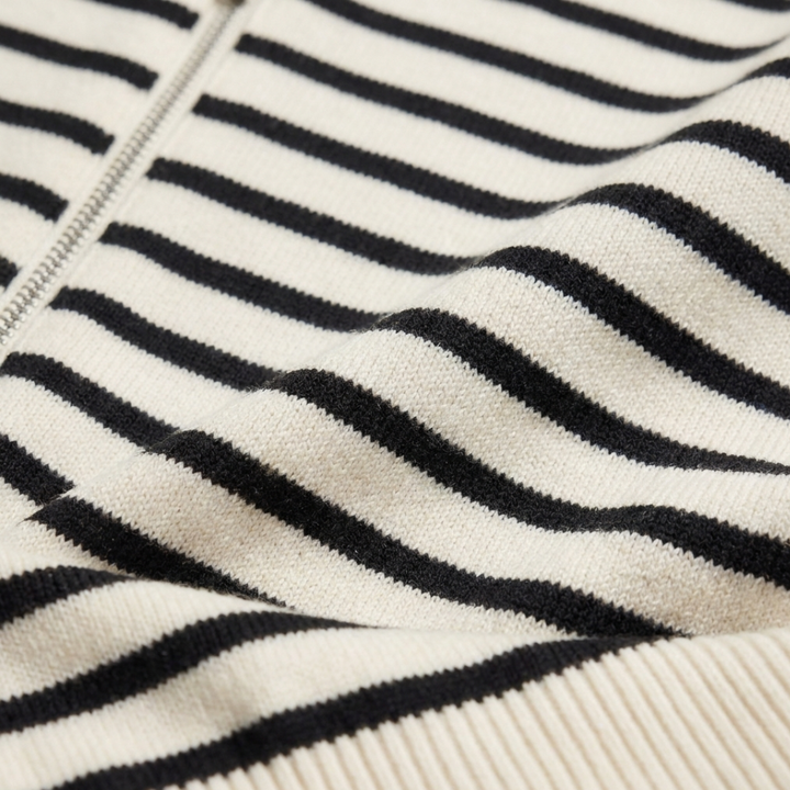 Zip-Up Cardigan with Fold-Over Collar