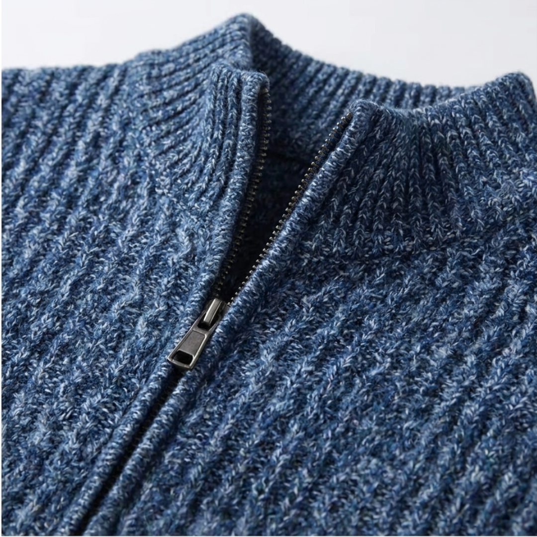 Textured Zip-Up Cardigan