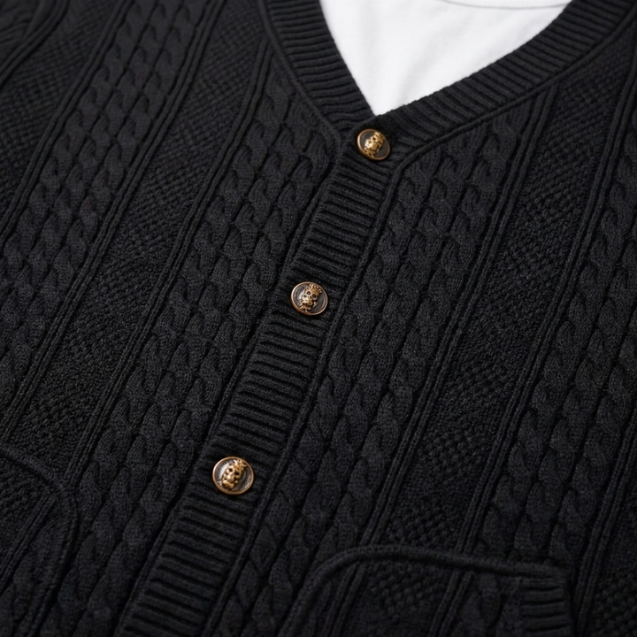 Cable Knit Button-Front Cardigan