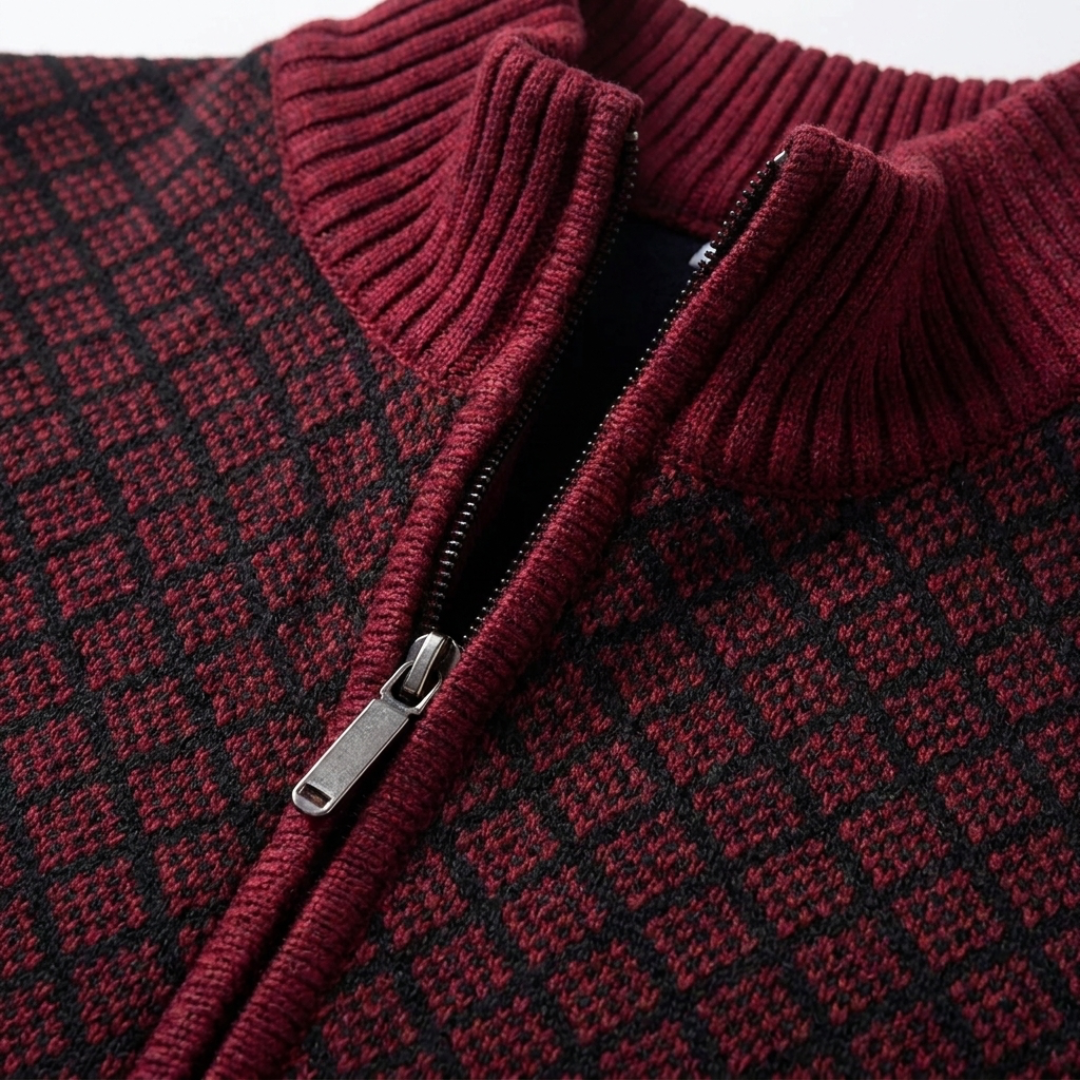 Geometric Knit Zip Cardigan
